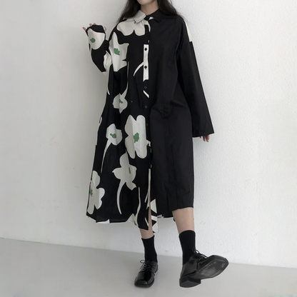 【ワンピース】春 秋 冬 デザイン感 花柄 カジュアル 長袖 ワンピース 【SHシリーズ】【AHシリーズ】