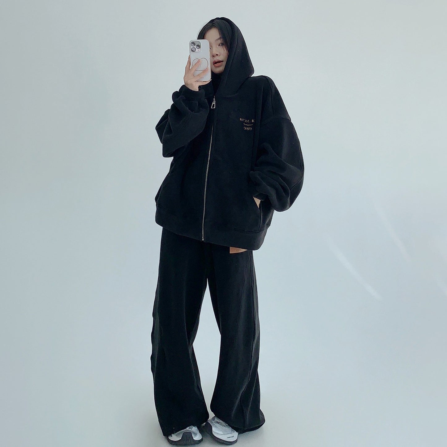 【セットアップ】【単品注文】ゆるめシンプル 裏起毛フードジャケット＆パンツセット レディース【FCシリーズ】