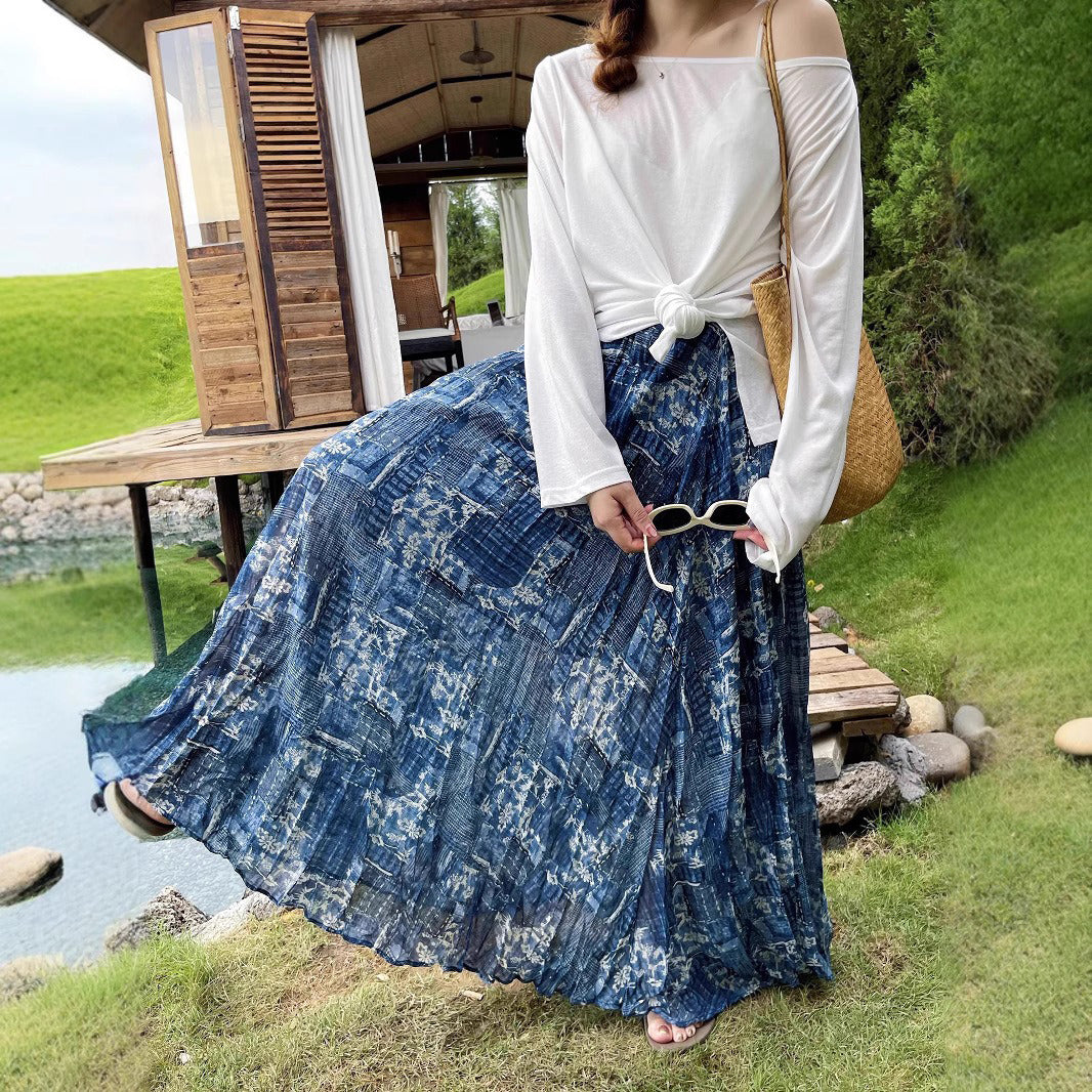 【ボトムス】夏新作 ハイウエスト ゆったりシルエット 細見え花柄スカート 上品な雰囲気【SHシリーズ】