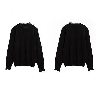 【トップス】◎インナー必須◎ レース切り替えメッシュニット Tシャツ【JZシリーズ】