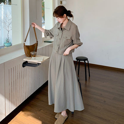 2点セット！【セットアップ】韓国風 超可愛い カジュアル ワークスタイル 高級感 気質 ジャケット＋スカート 上下セット【JZシリーズ】