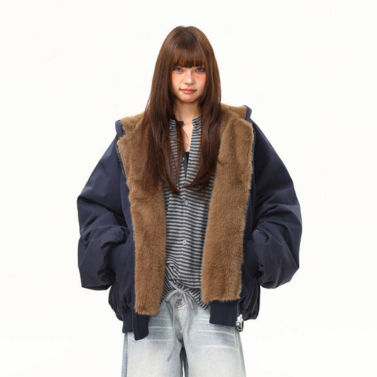 6カラー【アウター】リバーシブル 中綿ジャケット 厚手 保温 ワイド ユニセックス 綿入れコート 冬【FCシリーズ】