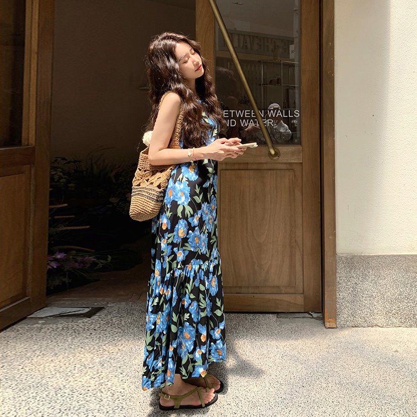 【ワンピース】フレンチリゾート風 花柄 ノースリーブワンピース 夏の気質コーデにぴったり【SHシリーズ】