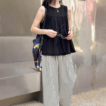 【トップス】夏 カジュアル若見え 独特デザイン ゆったり スリム見せ ノースリーブシャツ【JZシリーズ】