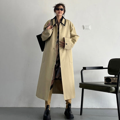 【アウター】春秋新作 INS風 ミドル丈 デザイン感 不規則 カーキ トレンチコート レディース【FCシリーズ】