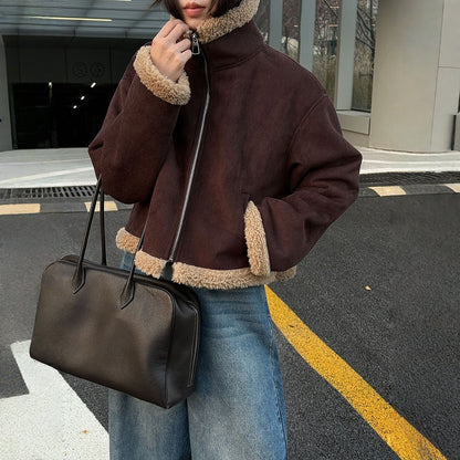 【アウター】防寒 切り替え ボア 春 秋 冬 ショート丈 ジャケット 【JZシリーズ】