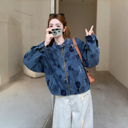 【アウター】アメリカンスタイル プリント 着痩せ カジュアル ジャケット【SHシリーズ】