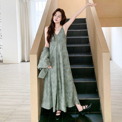 2点セット！【セットアップ】中国風 竹柄  レディース 秋新作 ジャケット＋キャミワンピース【SHシリーズ】