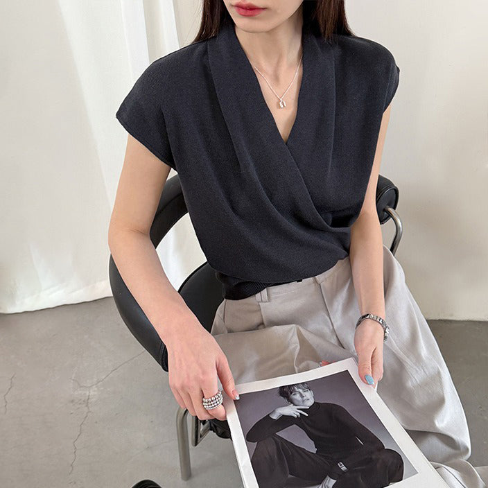 【トップス】半袖ニットトップス レディース 春新作 きれいめ カジュアル 着回し デザインニット【JZシリーズ】