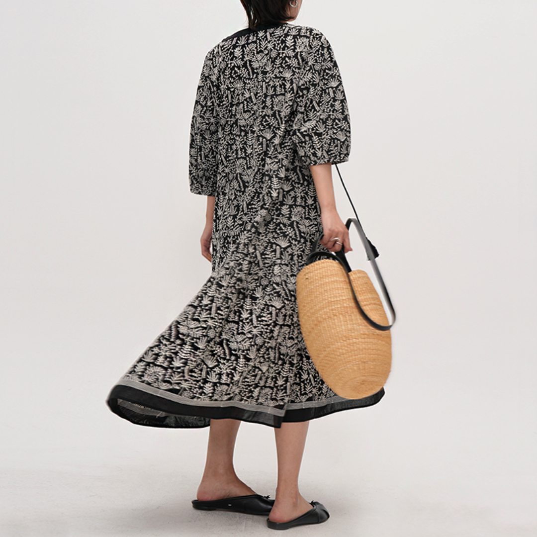 【ワンピース】夏 刺繍 花柄 半袖 ワンピース【SHシリーズ】