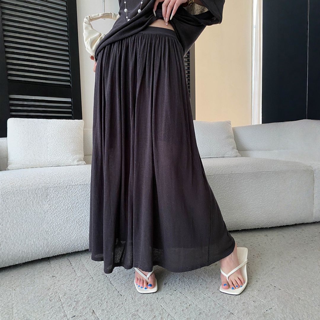 【セットアップ】ルーズでリラックス感 ドルマンスリーブ ニットトップス + ウエストゴム ハイウエストスカート 2点上下セット【JZシリーズ】