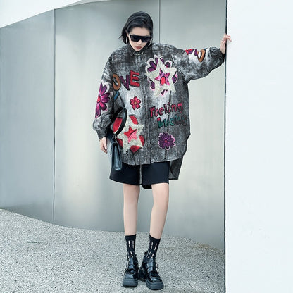 【トップス】夏 春 秋 綿麻 プリント 涼やか 長袖 シャツ 【AHシリーズ】