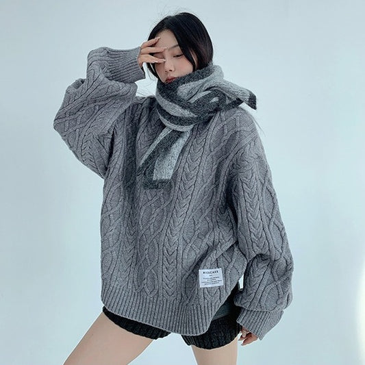 【トップス】春 秋 冬 オーバーシルエット 厚手 クルーネック ヘビーウェイト セーター 【FCシリーズ】