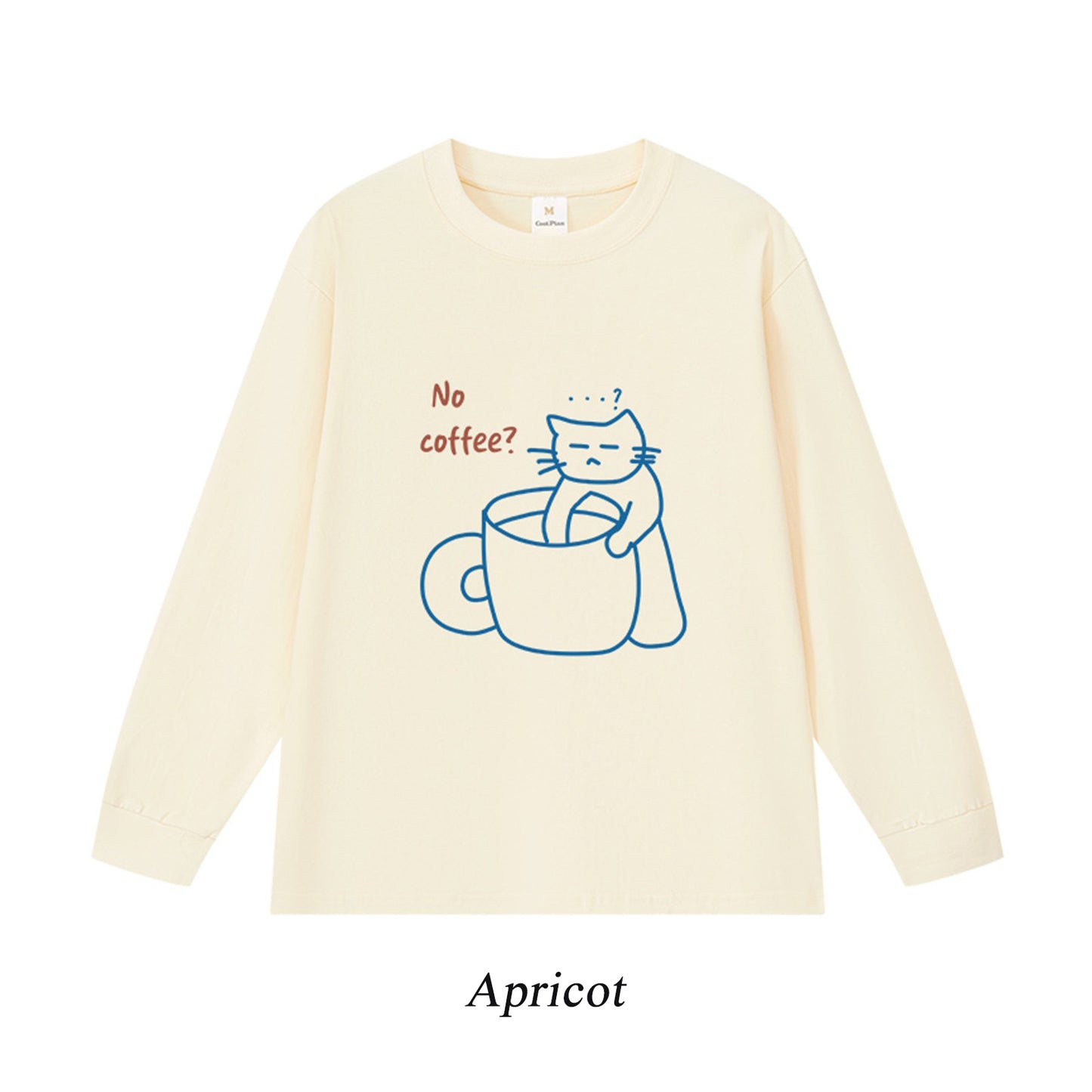 5カラー | S~3XL【トップス】No Coffee プリント ロングTシャツ 春秋 ゆるだる感 小众ブランド ユニセックス ストリートカジュアル【FCシリーズ】