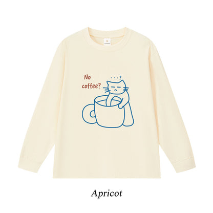 5カラー | S~3XL【トップス】No Coffee プリント ロングTシャツ 春秋 ゆるだる感 小众ブランド ユニセックス ストリートカジュアル【FCシリーズ】