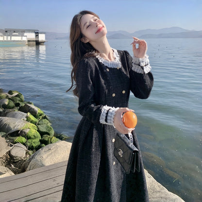 【ワンピース】春 秋 冬 フレンチスタイル 高級感 大人可愛い 着痩せ 気質よい 長袖ワンピース【JZシリーズ】