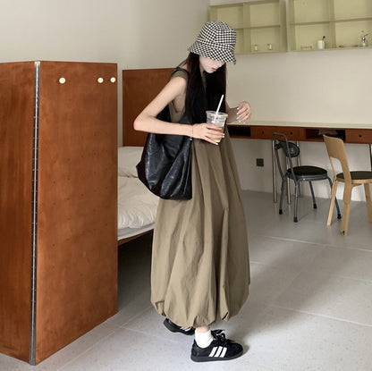 【ワンピース】ノースリーブ ワンピース レディース 2026夏 ハイウエスト ロング丈 ゆったり 着痩せ 大きいサイズ フェミニン【JZシリーズ】