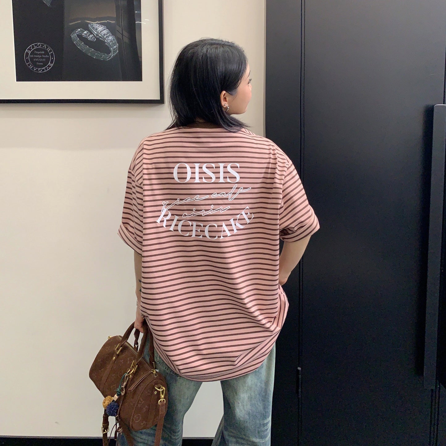 【トップス】レトロ風 ボーダーTシャツ レディース 半袖 オーバーサイズ ゆったりシルエット アメリカンカジュアル【FCシリーズ】
