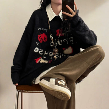 【トップス】もちもち アップル アルファベット 春 秋 冬 プルオーバー セーター 【FCシリーズ】