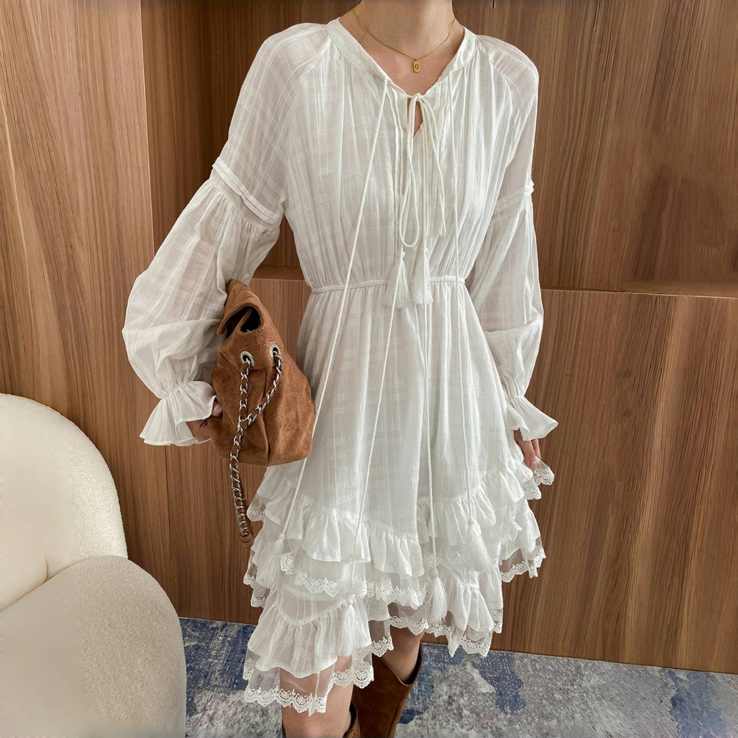 【ワンピース】春秋 存在感抜群 スウィート 若見え 高品質 長袖ワンピース【SNシリーズ】