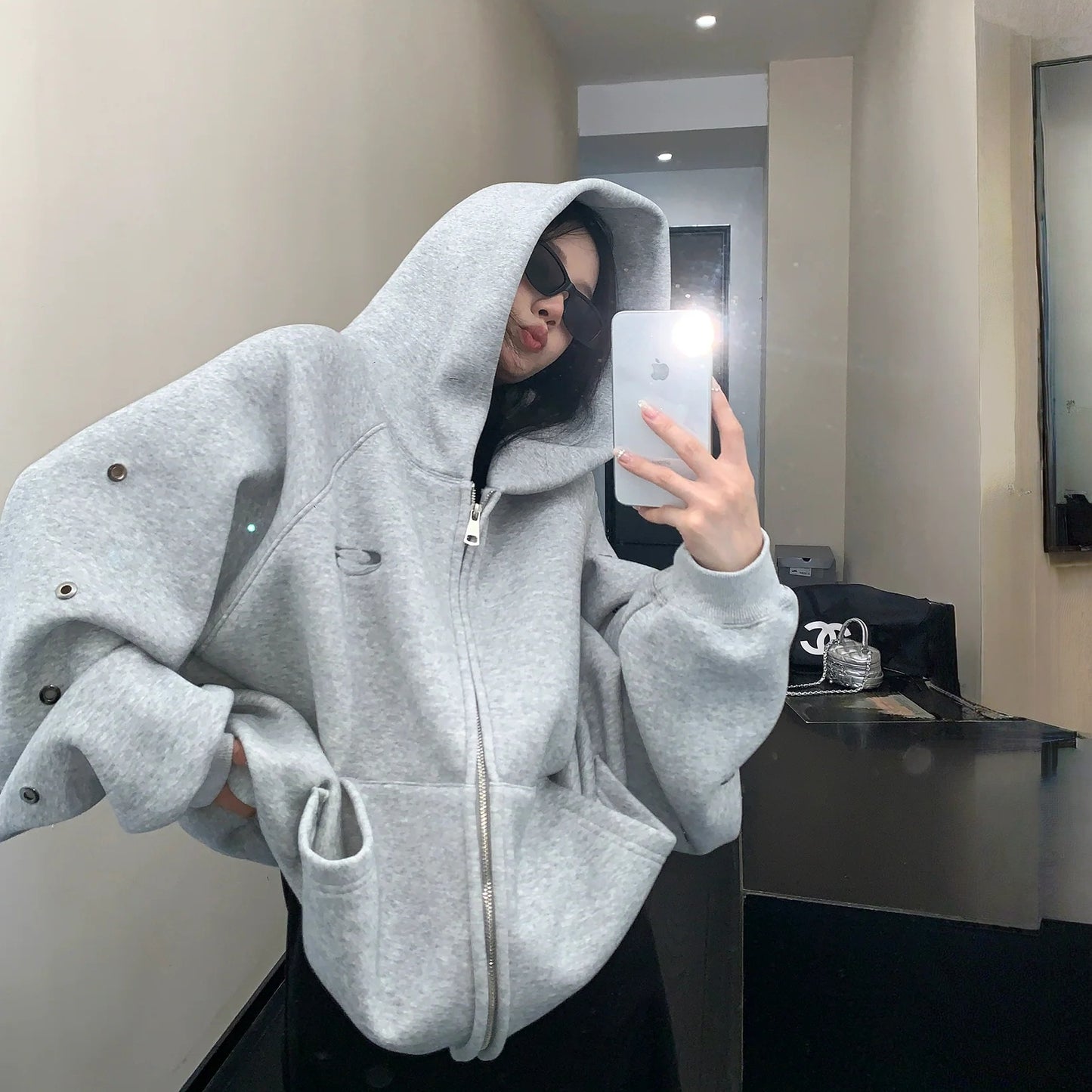 【アウター】春 秋 冬 袖スリット入り オーバーサイズ ヴィンテージ感  裏起毛 パーカー ジャケット 【FCシリーズ】