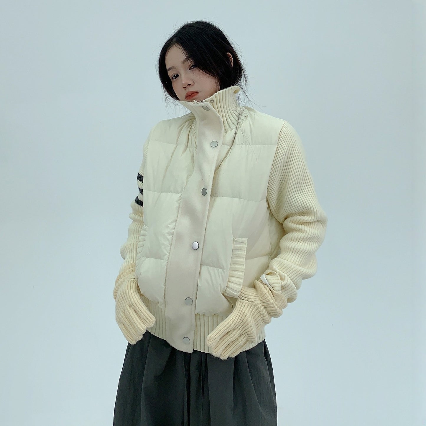 【アウター】春 秋 冬 切り替え スタンドカラー ダウンジャケット 【FCシリーズ】