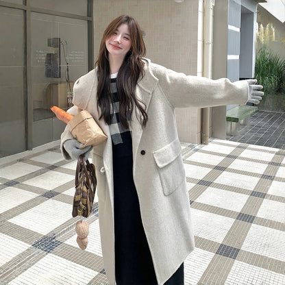 【アウター】スウィート ゆったり 合わせやすい 春 秋 冬 ウール フード付き コート【JZシリーズ】