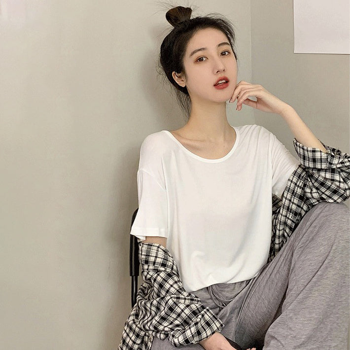 【トップス】冷感 Tシャツ レディース 夏 UVカット 無地 半袖 ゆったり 体型カバー インナー 人気 ベーシック【JZシリーズ】