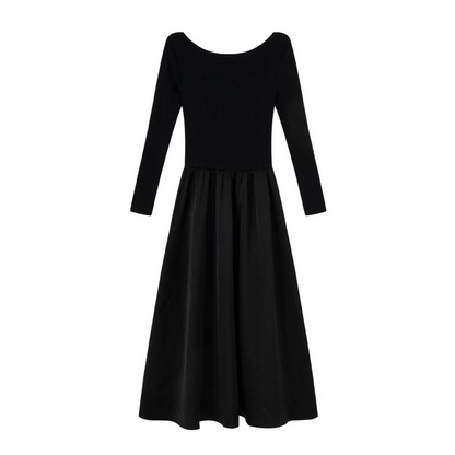 【ワンピース】春 秋 冬 ボートネック  切り替え 高級感 長袖 ワンピース【JZシリーズ】