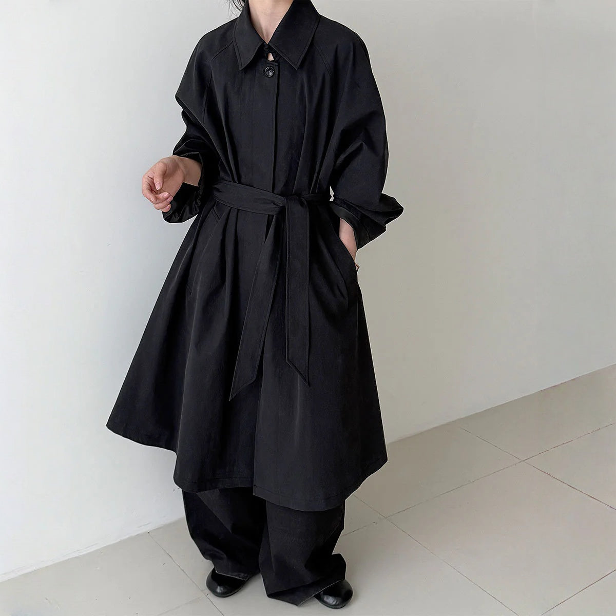 アウター】春 秋 ベルト付き エレガント オードリーヘップバーン