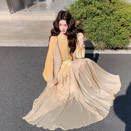【ワンピース】切り替え ベルベット フレンチ ワンピース 【JZシリーズ】