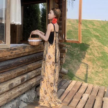 【ボトムス】ゆったりカジュアル 気質Vネック 夏のヴィンテージ風 ノマドテイストキャミオールインワン【SHシリーズ】