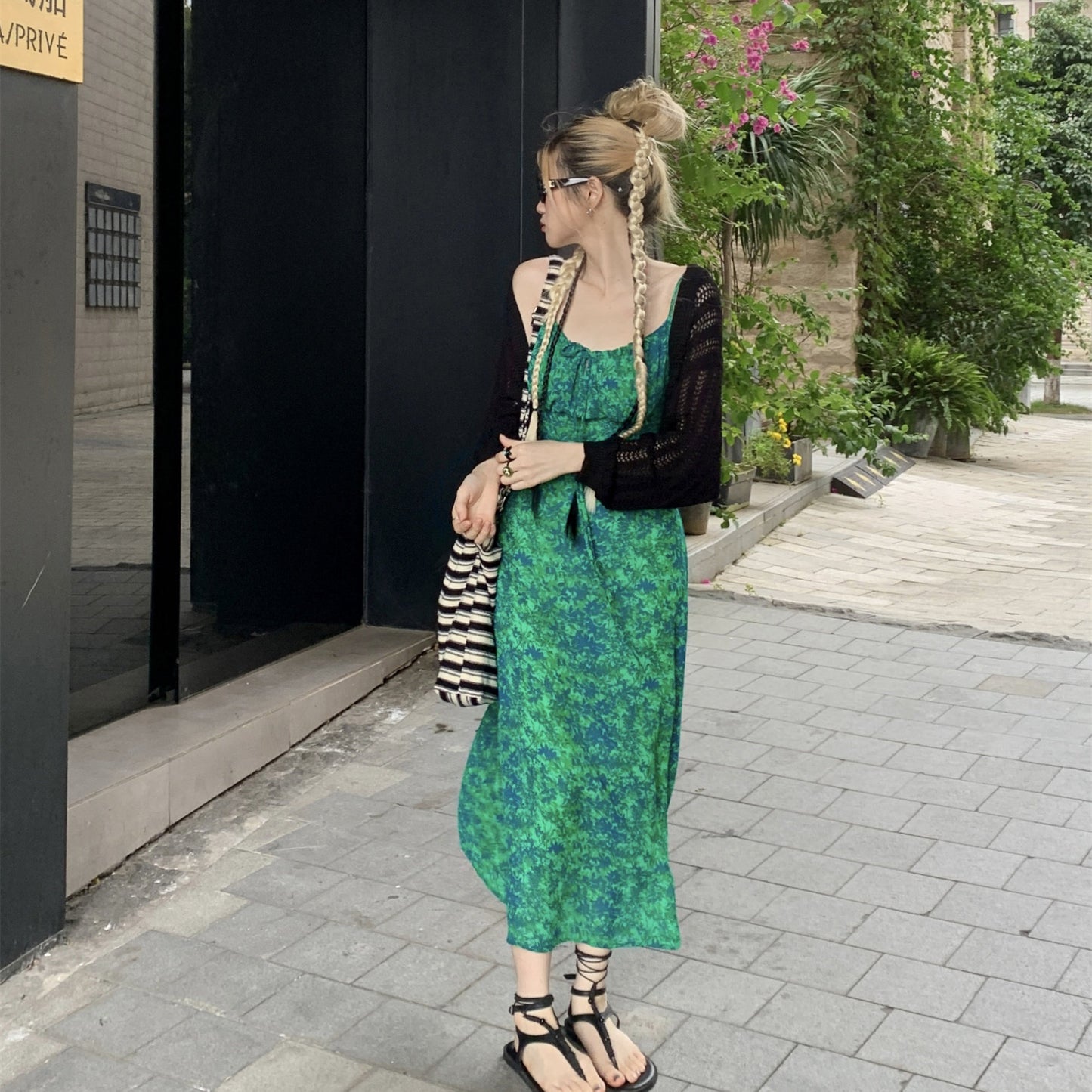 M~4XL【ワンピース】大きいサイズ 花柄キャミワンピース レディース 夏 ウエストシェイプ タイトシルエット ロング丈 体型カバー【SHシリーズ】
