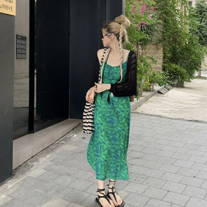 M~4XL【ワンピース】大きいサイズ 花柄キャミワンピース レディース 夏 ウエストシェイプ タイトシルエット ロング丈 体型カバー【SHシリーズ】