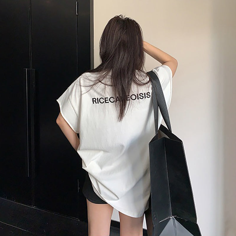 【トップス】ダメージ調プリントTシャツ オーバーサイズ 半袖 レディース ストリート【FCシリーズ】