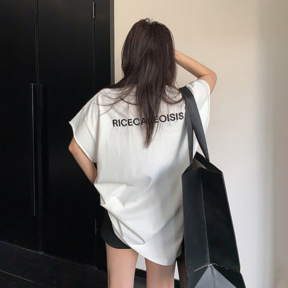 【トップス】ダメージ調プリントTシャツ オーバーサイズ 半袖 レディース ストリート【FCシリーズ】