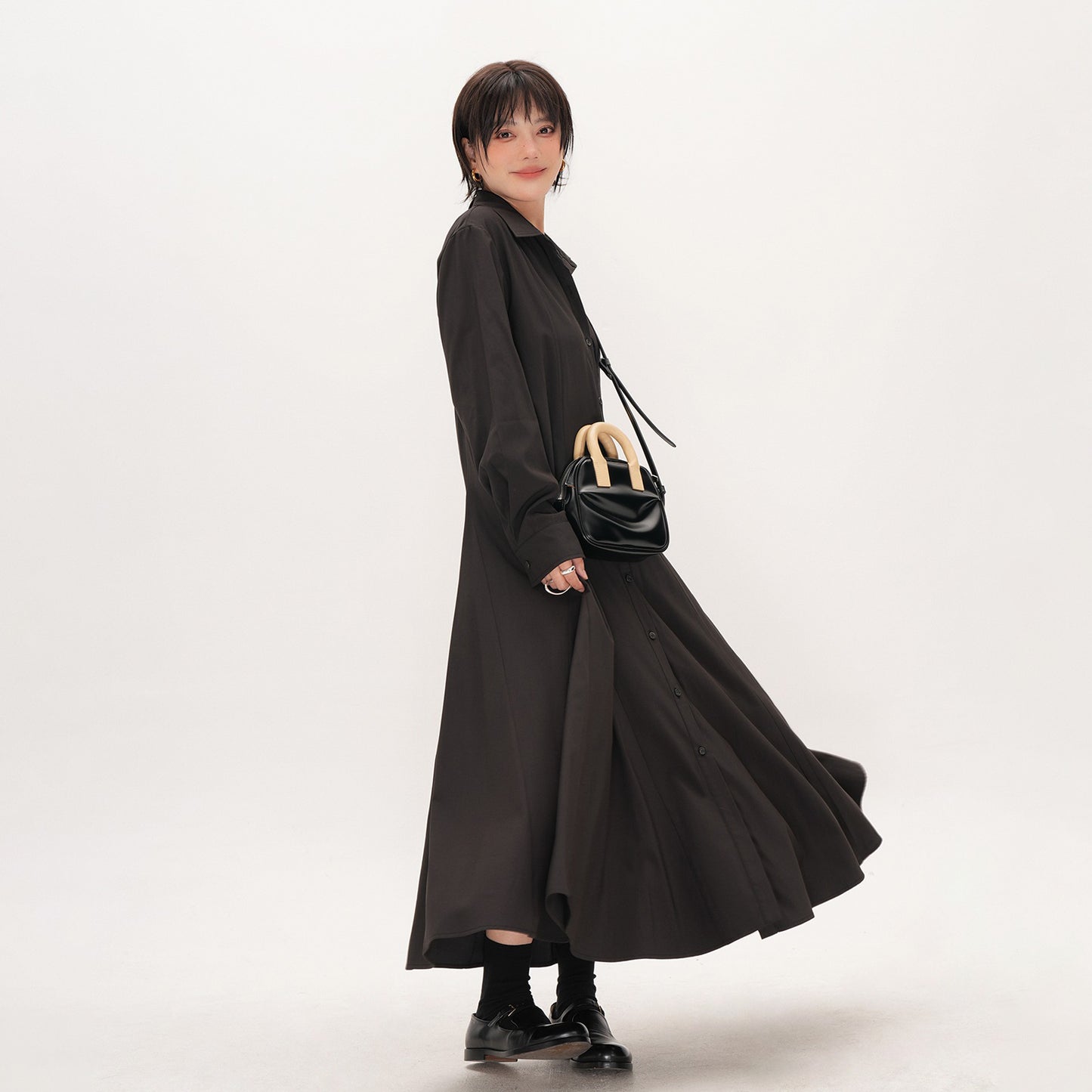 【ワンピース】レトロ ワンピース レディース 大きいサイズ ゆったり 体型カバー ミディアム丈 ロングワンピース 初秋【JZシリーズ】