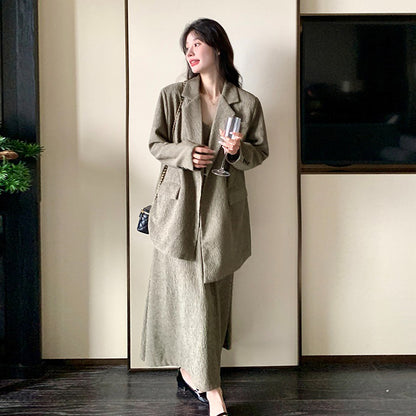 2点セット！【セットアップ】おしゃれ高級感 スーツジャケット ＋ワンピース レディース 秋 2025新作 気質＆トレンド ロングワンピース【JZシリーズ】