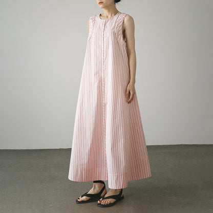 【ワンピース】レトロ風 ノースリーブワンピース レディース 春夏 ゆったり ロング丈 ナチュラル デザイン【JZシリーズ】