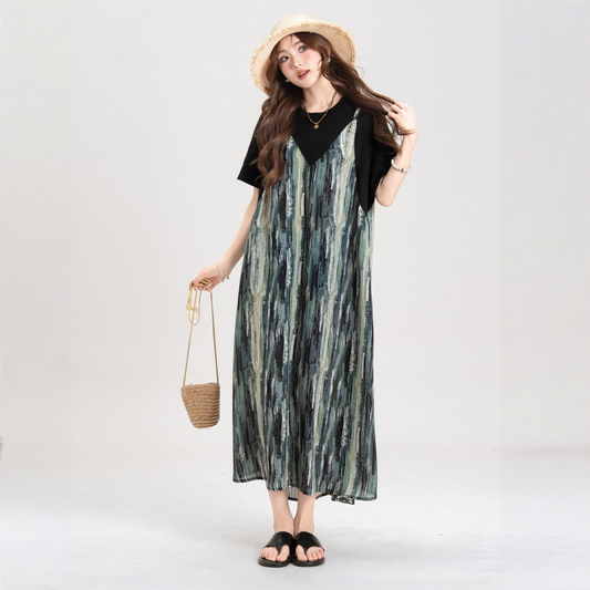 【ワンピース】マンボグリーン マンボグリーン レイヤード風 ワンピース 【SHシリーズ】