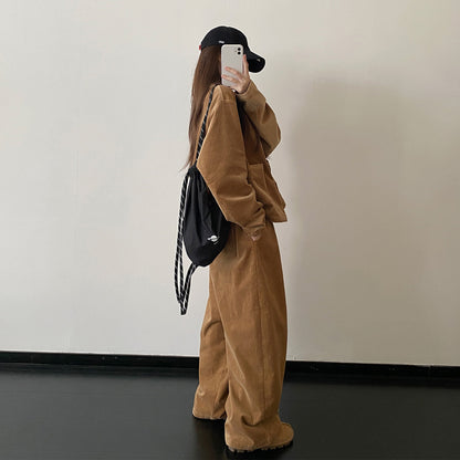 【セットアップ】【単品注文】コーデュロイ ジャケット+ ゆったり カジュアル ワイドパンツ 上下セット 【FCシリーズ】