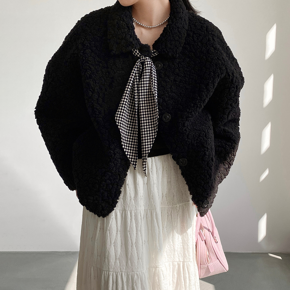 【アウター】ミルキーベージュ ボアジャケット レディース 冬 短丈 ゆったり 綿入れコート【JZシリーズ】