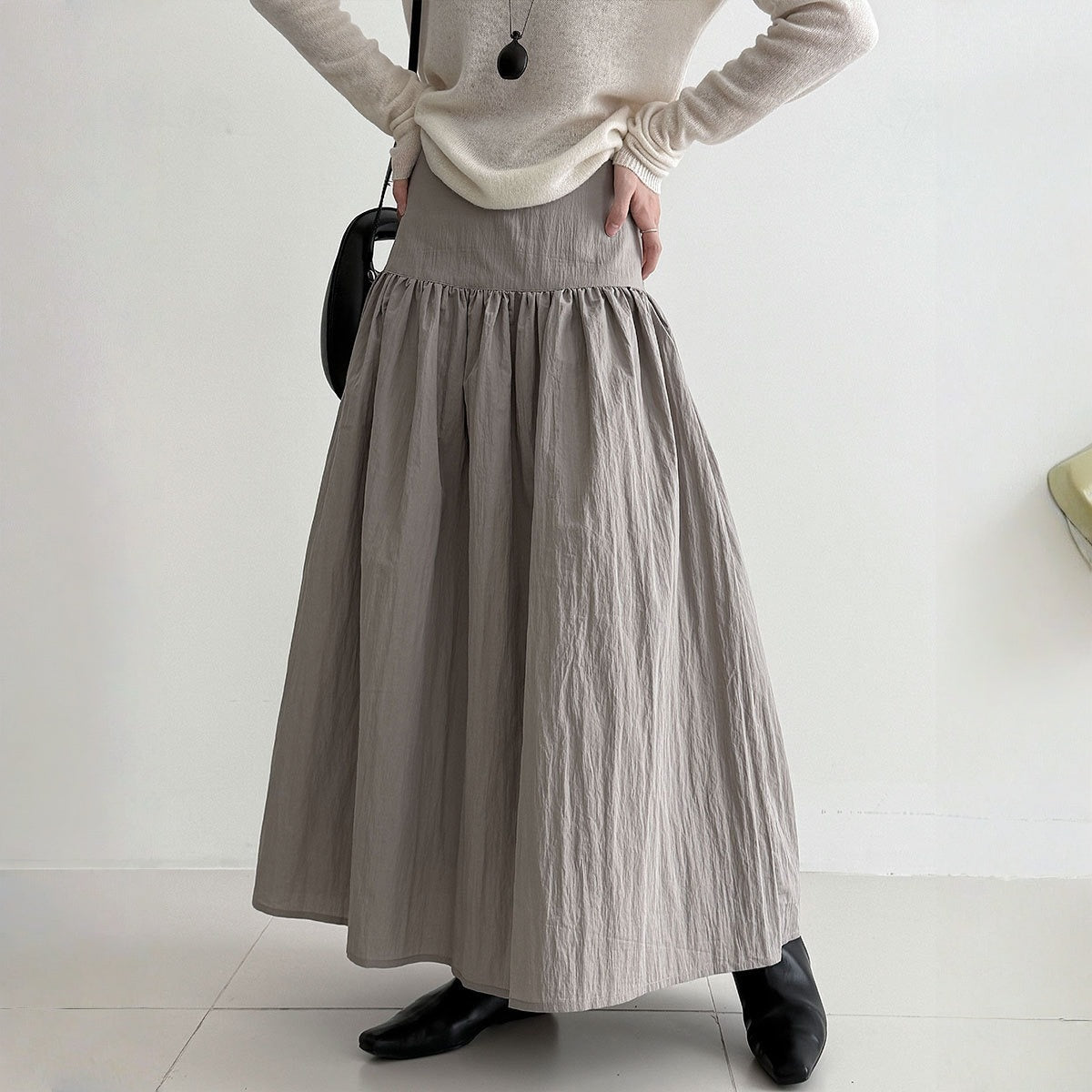 【ボトムス】春 秋 冬 無地 ステッチ入り フレアシルエット スカート 【JZシリーズ】