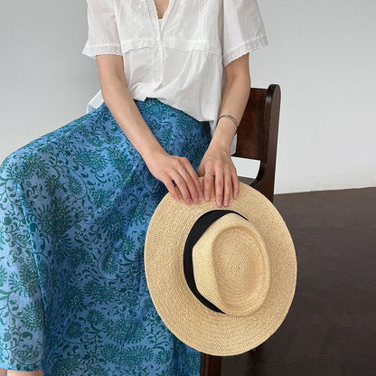 【ボトムス】韓国風コーデ万能 夏新作 細見えハイウエスト 花柄ミモレ丈スカート【SHシリーズ】