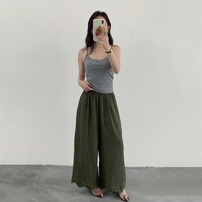 亞麻天絲闊腿褲｜鬆緊腰舒適休閒長褲【JZ系列】