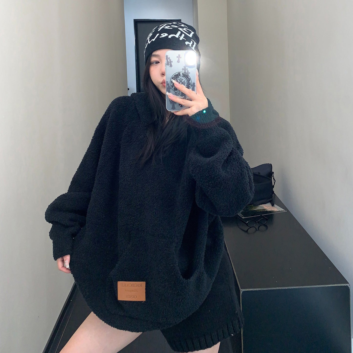 【トップス】ヴィンテージ風 ゆるふわ厚手ニットパーカー レディース 柔らか糸感【FCシリーズ】