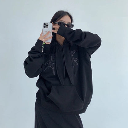 【トップス】✨ヴィンテージ刺繍＆リボンデザイン裏起毛フーディ レディース 秋冬新作【FCシリーズ】