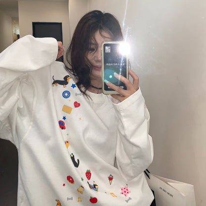【トップス】古着風グラフィックロンT レディース 落書きプリント 長袖Tシャツ ゆったり ストリート【FCシリーズ】
