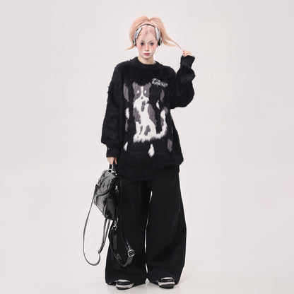 【トップス】ゆったり 小众 上品 クルーネック フェイクミンクニット レディース 秋冬 セーター【FCシリーズ】