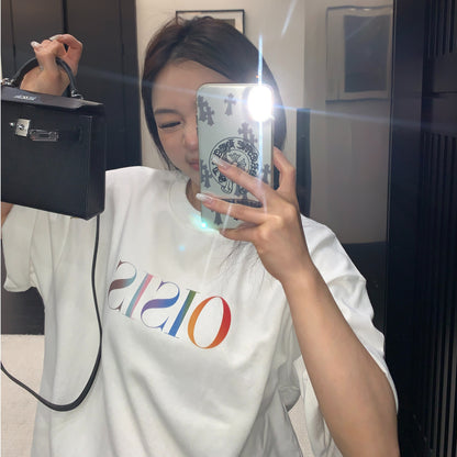 【トップス】夏向け リラックス感 プリント コットン100％ ラウンドネック Ｔシャツ 【FCシリーズ】
